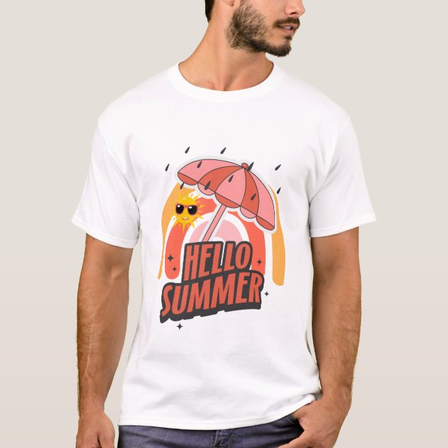 Hello Summer – Bright & Fun Design T-Shirt (Front)