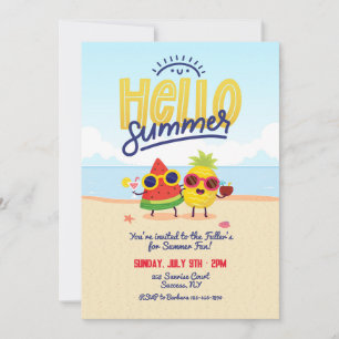 Hello Summer Characters Invitation