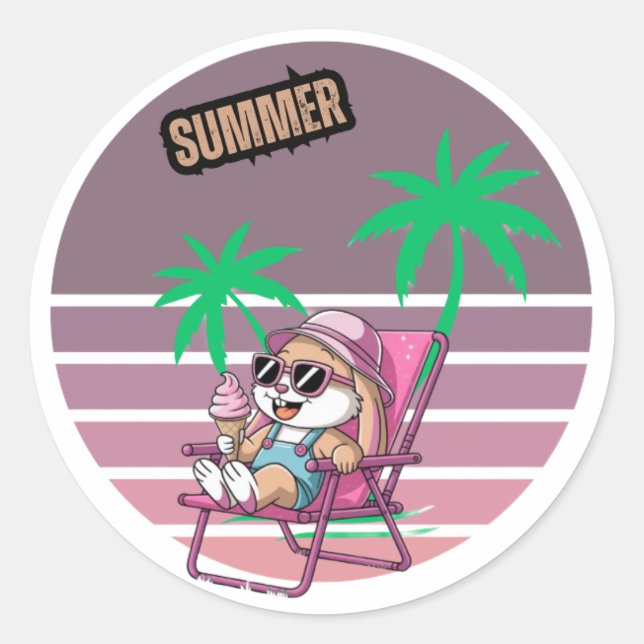 Hello summer  classic round sticker (Front)