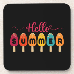 Hello Summer Colorful Popsicle Coaster