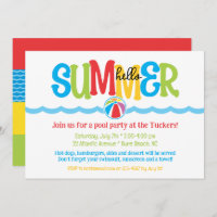 Hello Summer Colourful Beach Ball Waves Pool Party
