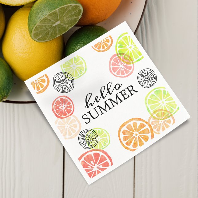 Hello Summer Colourful Citrus Slices Napkin (Hello Summer Colorful Citrus Slices Napkins)