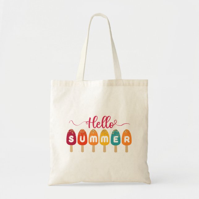 Hello Summer | Colourful Popsicle Ice Cream Tote Bag (Front)