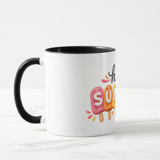 Hello Summer Colourful Popsicle Summer Celebration Mug (Left)