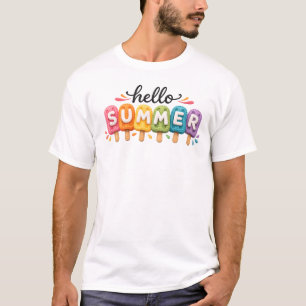 Hello Summer Colourful Popsicle Summer Celebration T-Shirt