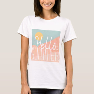 Hello Summer colourful vacation wear sunshine prin T-Shirt