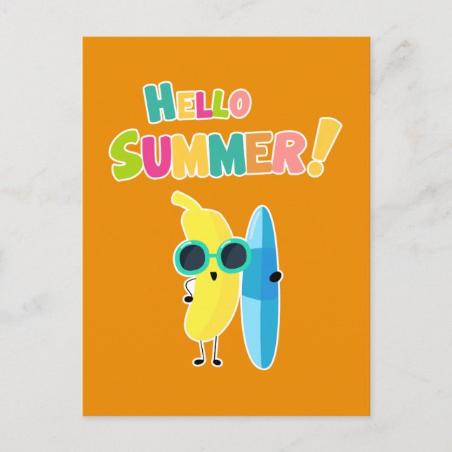Hello Summer! Cool Banana Funny Vacation  Postcard (Front)