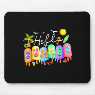 Hello Summer Cool Colorful Popsicle Graphic Summer Mouse Pad