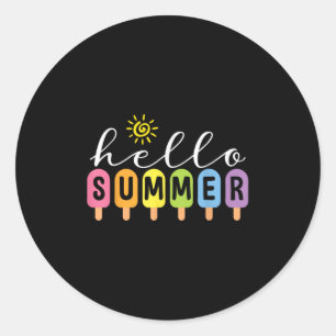 Hello Summer Cool Colourful Popsicle Graphic Summe Classic Round Sticker