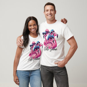 Hello Summer Cool Flamingos  T-Shirt