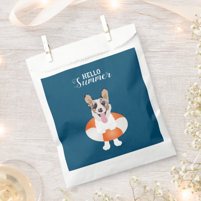 Hello Summer Corgi Beach Dog Favour Bag (Clipped)