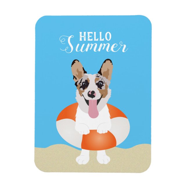 Hello Summer Corgi Beach Dogs  Magnet (Vertical)