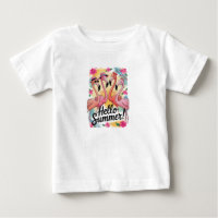 Hello Summer Cute Flamingo Beach Vacation Tropical