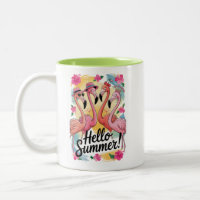 Hello Summer Cute Flamingo Beach Vacation Tropical