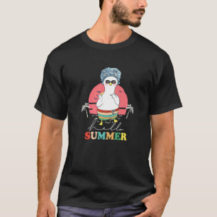 Hello Summer  Duck Palm Tree Beach Ocean Vacation  T-Shirt