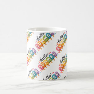 Hello Summer Faux Yarn Design Coffee Mug