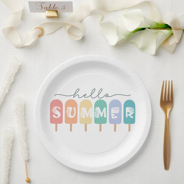 Hello Summer – Fun Colourful Popsicle  Paper Plate (Wedding)