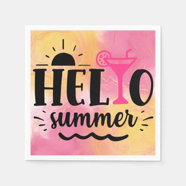 Hello Summer Fun Party Napkin (Front)