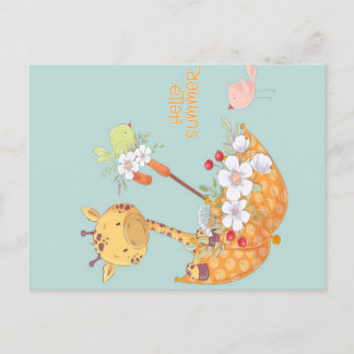 Hello Summer Giraffe Holiday Postcard