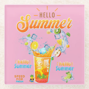 Hello Summer Glass Coaster