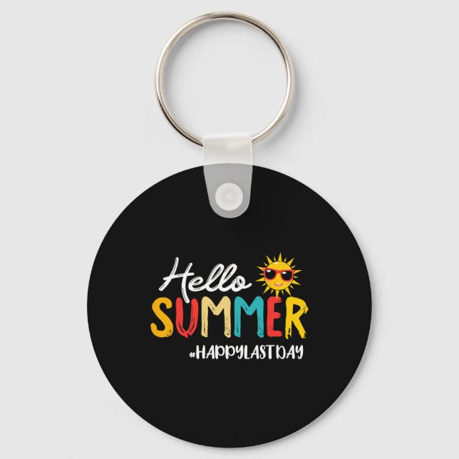 Hello Summer Happy Last Day Of School Teacher Stud Key Ring (Front)