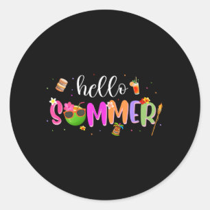 Hello Summer Hawaii Funny Trocal Beach Summer Classic Round Sticker