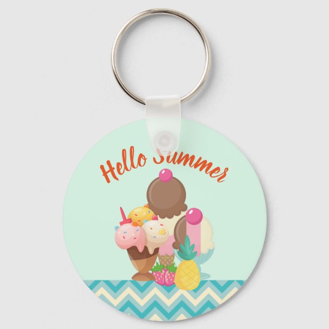 Hello Summer Ice Cream Delights Key Ring (Front)