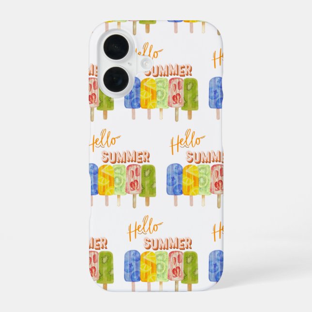 hello summer ice cream iPhone 16 case (Back)