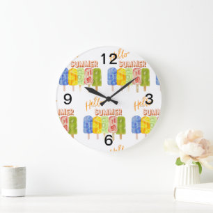 hello summer ice cream large clock
