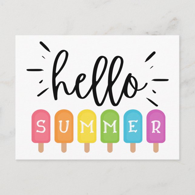 Hello Summer-Ice Cream-Popsicle Postcard (Front)