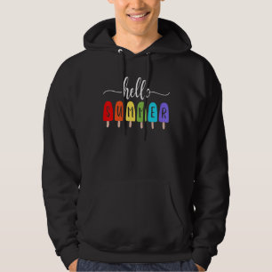 Hello Summer Ice Cream Popsicle Summertime Vacay M Hoodie