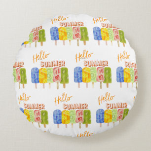 hello summer ice cream round cushion