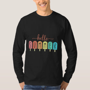 Hello Summer Ice Cream Vacation Popsicle Ice Lolly T-Shirt