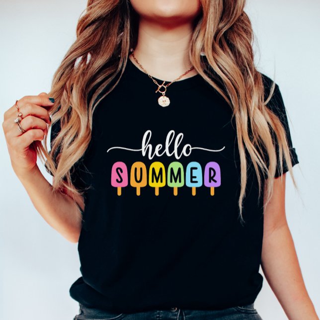 Hello Summer Ice Pop; Bright & Fun Seasonal Women T-Shirt (Creator Uploaded)