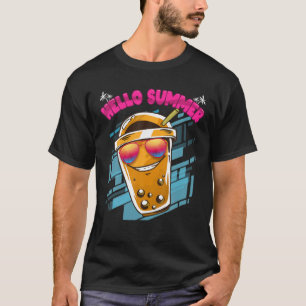 Hello Summer Kawaii Bubble Tea Sunglasses Boba Mil T-Shirt