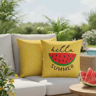 Hello Summer Large Outdoor Yellow Cushion