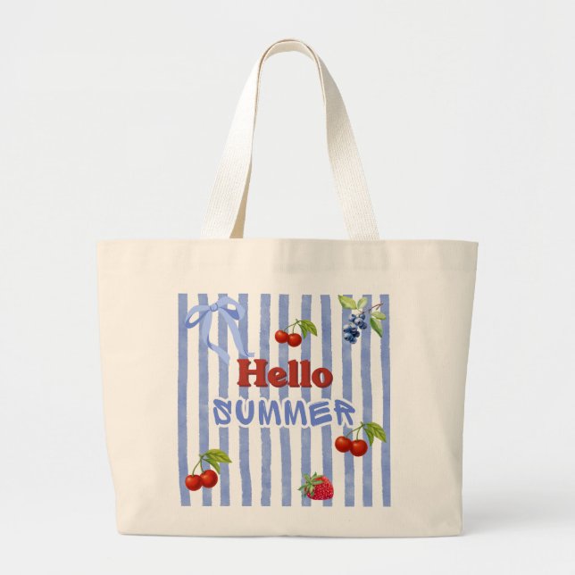 Hello Summer Large Tote Bag (Front)