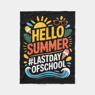 Hello Summer Last Day of School Beach Sunset 1 Fleece Blanket