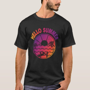 Hello Summer Ocean Tropical Beach Summer Vacation T-Shirt