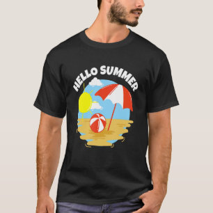 Hello Summer On The Beach   Sun  Sea And Sand   Va T-Shirt