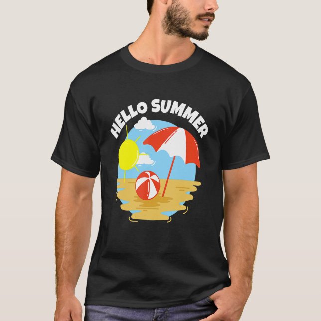Hello Summer On The Beach   Sun  Sea And Sand   Va T-Shirt (Front)