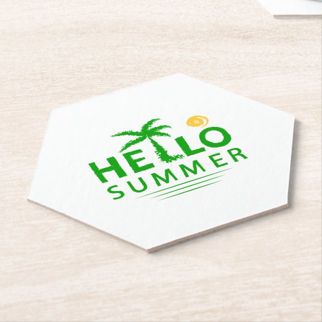 Hello Summer Paper Coaster (Angled)