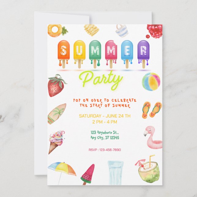  hello summer party invitation (Front)