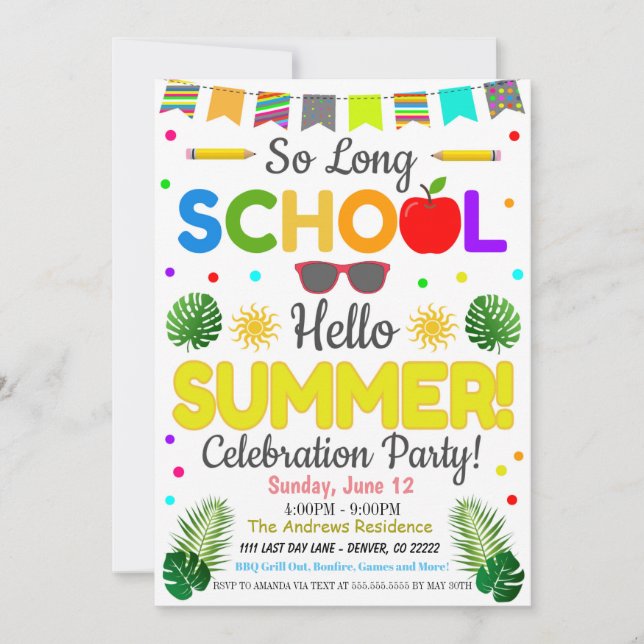 Hello Summer Party Invitation (Front)