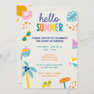 Hello Summer Party  Invitation