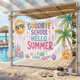 Hello Summer Party Stripes Banner
