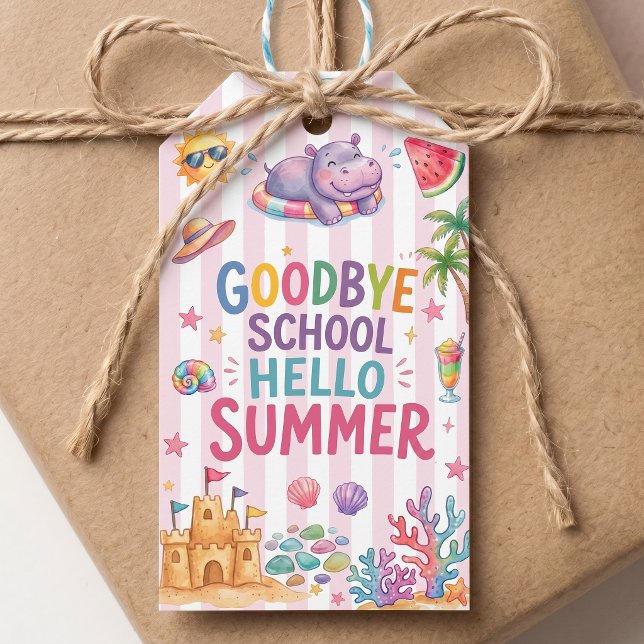 Hello Summer Party Stripes Gift Tags (Creator Uploaded)