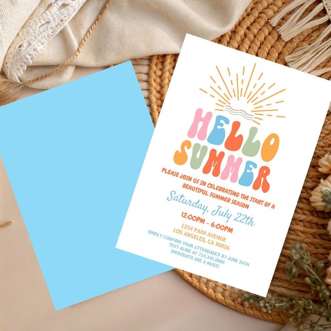 Hello Summer Party, Tropical School end Party  Invitation (Creator Uploaded)