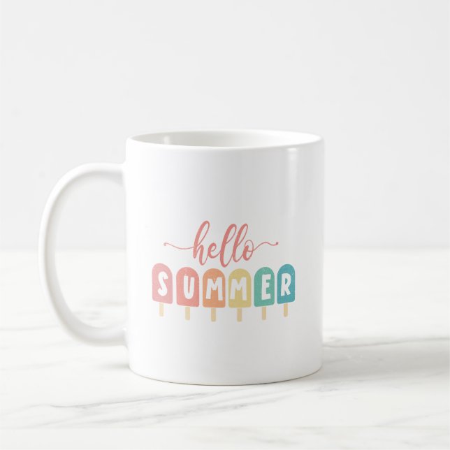 Hello Summer Pastel Popsicles Coffee Mug (Left)