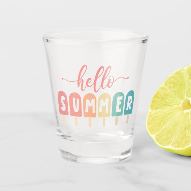 Hello Summer Pastel Popsicles Shot Glass (Front)